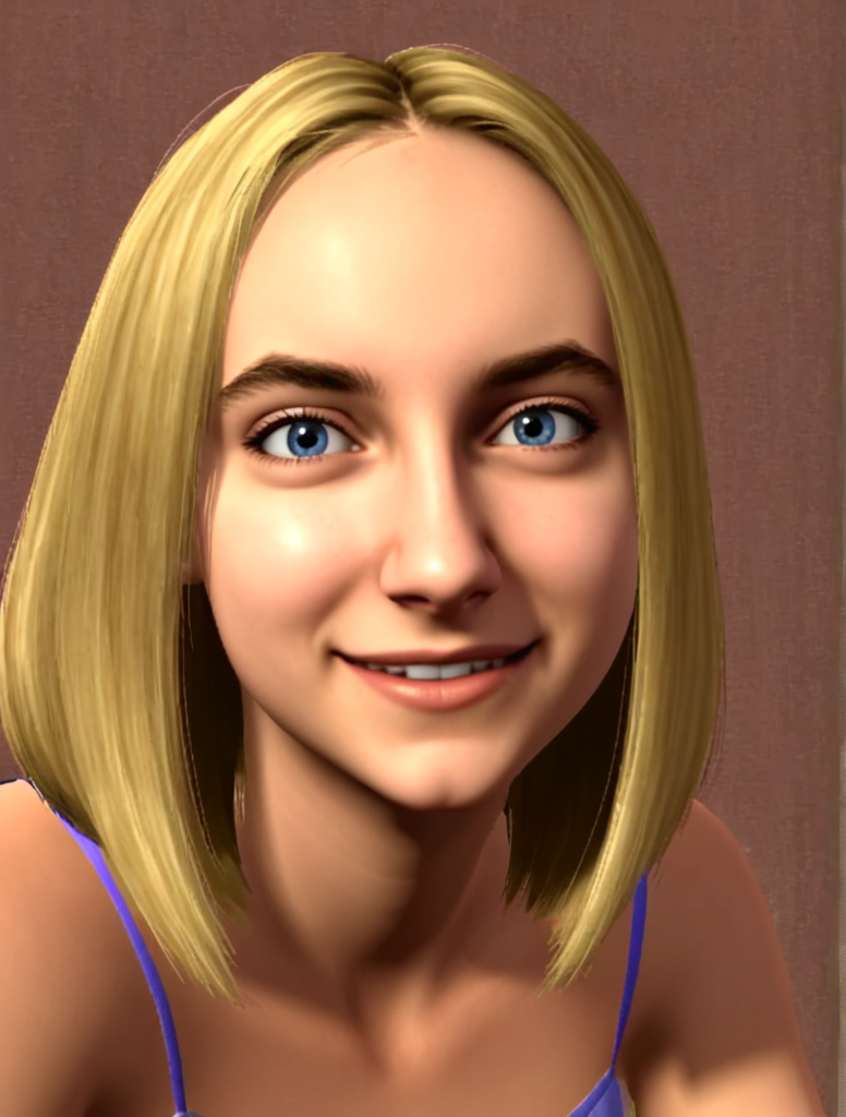 Olivia, the hero of the story, in animated style